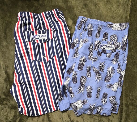 Other - Trunks Surf & Swim Co 2 Pairs Men's Swim Shorts Trunks July 4th Pineapple Large